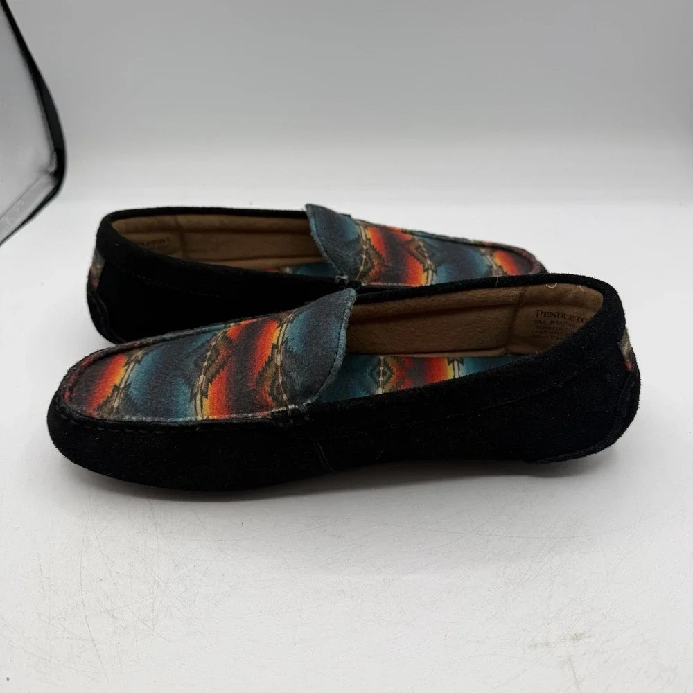 Pendleton Santillo Sunset Slippers Mens‎ 8 Black Aztec Slip On Comfort Moccasins